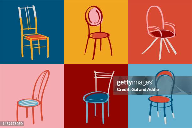 ilustraciones, imágenes clip art, dibujos animados e iconos de stock de sillas dibujadas a mano - silla