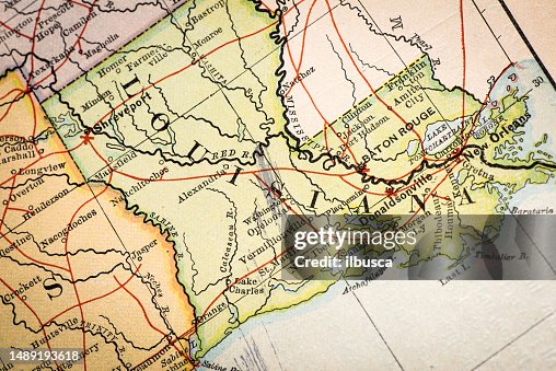 Antique atlas map macro closeup: Louisiana Antique atlas map macro closeup: Louisiana