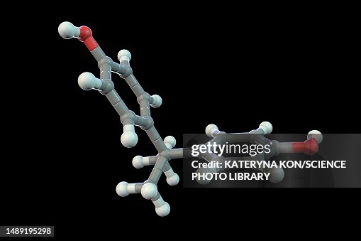 Bisphenol A molecule, illustration Bisphenol A molecule, illustration