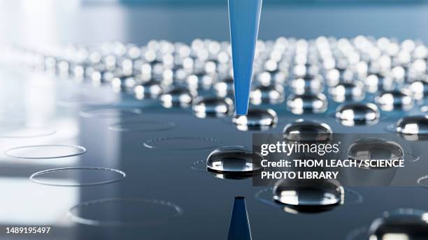 samples on a microarray, illustration - biomarker stock illustrations