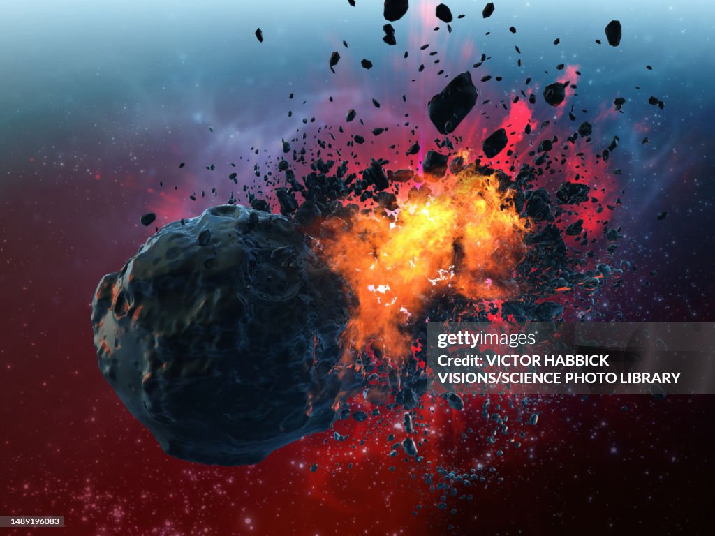 Destruction of asteroid threatening Earth, illustration