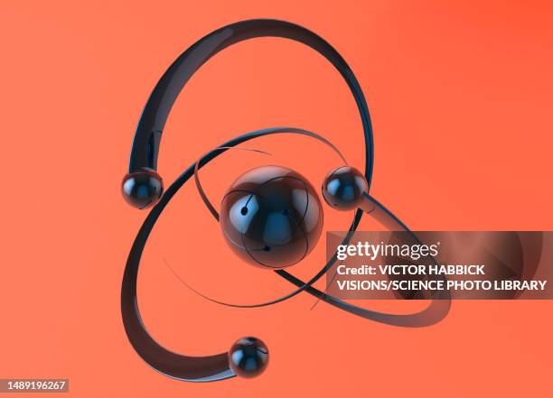 atomic model, conceptual illustration - atomic imagery stock illustrations