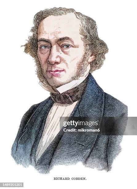 portrait of richard cobden (1804–1865) an english radical and liberal politician, manufacturer, and a campaigner for free trade and peace - admiral stock pictures, royalty-free photos & images