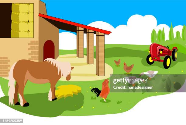 la fattoria - red barn stock illustrations