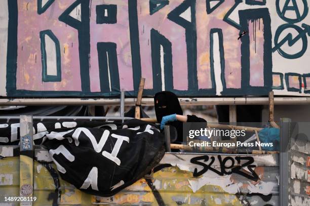 Squatter in one of the buildings in Bonanova square, where the squatted buildings La Ruina and Kubo are located, on 11 May, 2023 in Barcelona,...