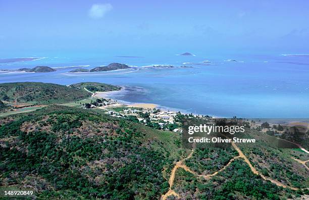 aerial view of bamaga, the largest islander community on the northern cape, cape york peninsula - cape york australia stock pictures, royalty-free photos & images