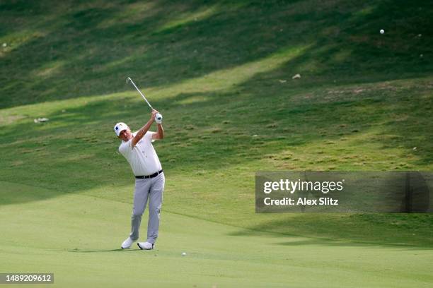 Billy Andrade of the United States plays a shot on the second fairway during the first round of the Regions Tradition at Greystone Golf and Country...