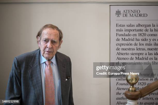 The economist Ramon Tamames presents his book 'Me duele España', at the Ateneo de Madrid, on 11 May, 2023 in Madrid, Spain. Me duele España' is the...