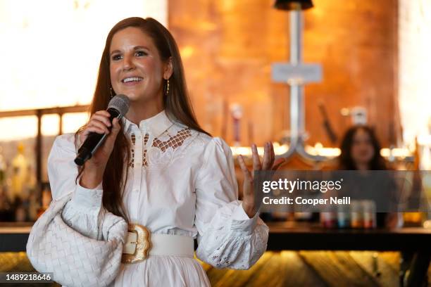 Founder & CEO, Lone River Bev. Co. Katie Beal Brown speaks at A Texas Toast to Trailblazing Women hosted by Katie Beal Brown and Lainey Wilson at...