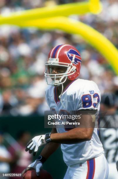 Wide Receiver Andre Reed of the Buffalo Bills scores a Touchdown in the game between the Buffalo Bills vs the New York Jets on September 7, 1997 at...