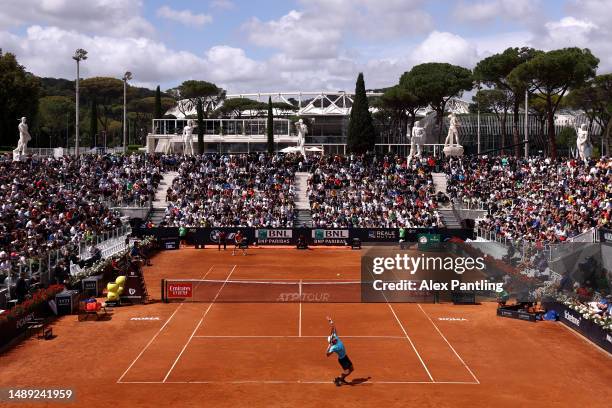 General view of the Nicola Pietrangeli Stadium as Mackenzie McDonald of the United States serves against Marco Cecchinato of Italy during the Men's...