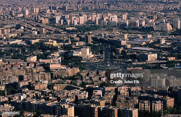 the city of damascus from mt qassioun. - damascus stock pictures, royalty-free photos & images