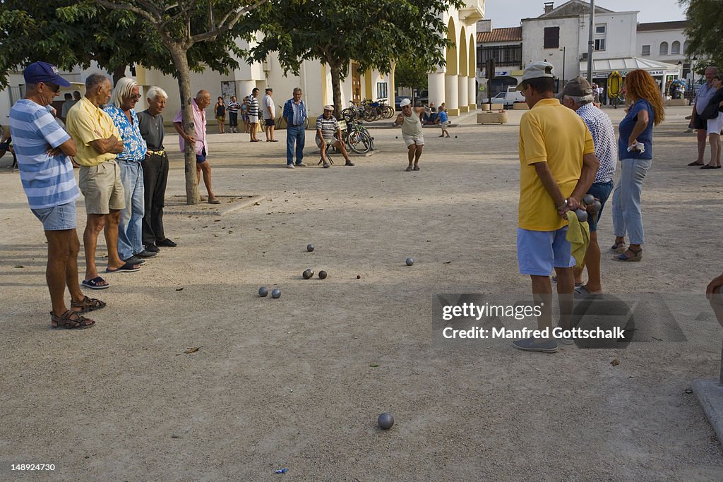 Locals playing game of petanque.