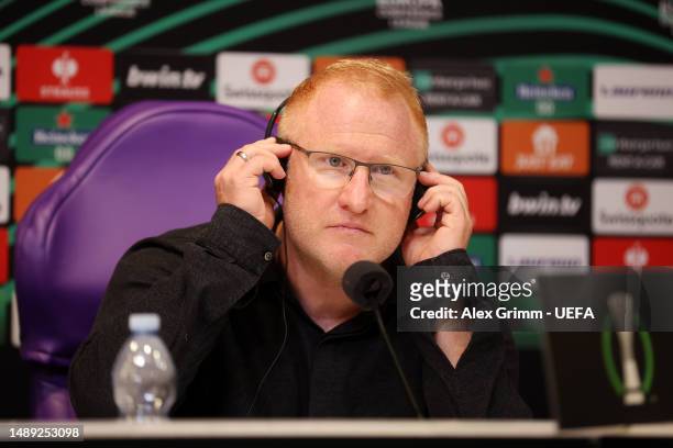 Heiko Vogel, Interim Head Coach of FC Basel, speaks to the media in the post match press conference after the UEFA Europa Conference League...