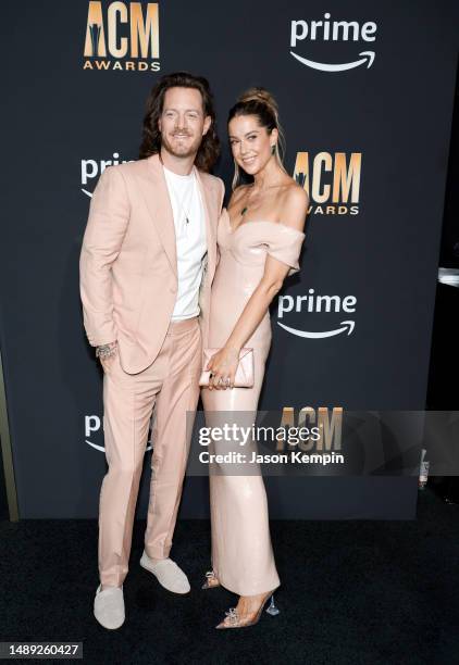 Tyler Hubbard and Hayley Hubbard attend the 58th Academy Of Country Music Awards at The Ford Center at The Star on May 11, 2023 in Frisco, Texas.