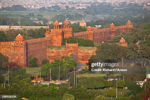 the red fort, or lal qila, in old delhi. - red fort stock pictures, royalty-free photos & images