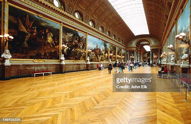 hall of battles (galerie des batailles) grand apartments of chateau de versailles. - galerie stock pictures, royalty-free photos & images