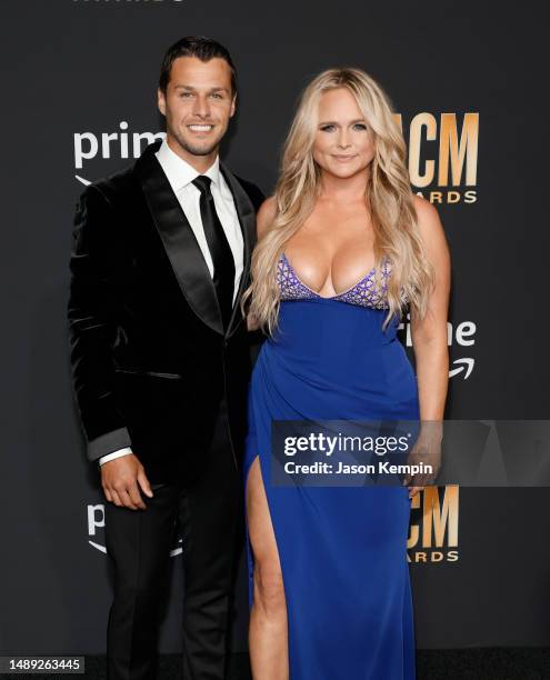 Brendan McLoughlin and Miranda Lambert attend the 58th Academy Of Country Music Awards at The Ford Center at The Star on May 11, 2023 in Frisco,...