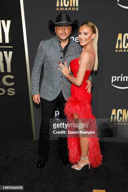Jason Aldean and Brittany Aldean attend the 58th Academy Of Country Music Awards at The Ford Center at The Star on May 11, 2023 in Frisco, Texas.