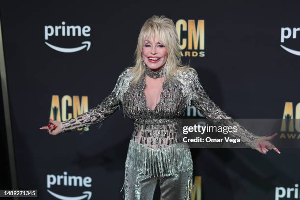 Singer Dolly Parton arrives for the 58th Academy of Country Music awards at The Ford Center at The Star on May 11, 2023 in Frisco, Texas.