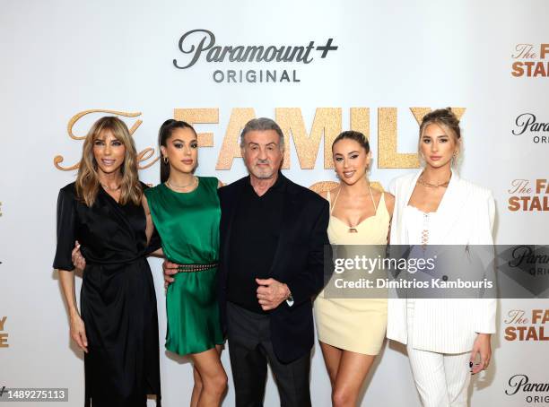 Jennifer Flavin Stallone, Sistine Stallone, Sylvester Stallone, Sophia Stallone and Scarlet Stallone attend The Family Stallone Red Carpet &...