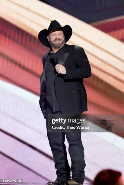 Co-host Garth Brooks speaks onstage during the 58th Academy Of Country Music Awards at The Ford Center at The Star on May 11, 2023 in Frisco, Texas.