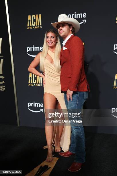 Brittany Warthan and Randall King arrive for the 58th Academy of Country Music awards at The Ford Center at The Star on May 11, 2023 in Frisco, Texas.