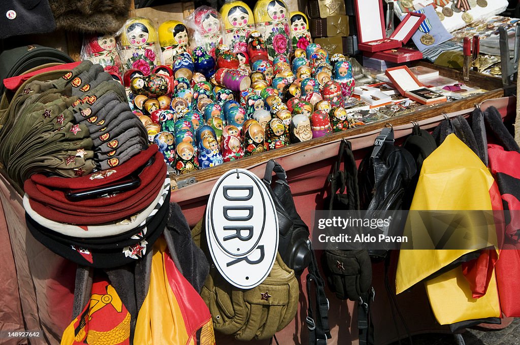 DDR souvenirs at Check Point Charlie, Friedrichstrasse..