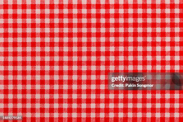 close-up plaid fabric pattern texture and textile background. - checkered table cloth stock pictures, royalty-free photos & images