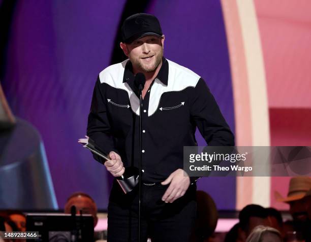 Cole Swindell accepts the Single of the Year award for "She Had Me at Heads Carolina" onstage during the 58th Academy Of Country Music Awards at The...