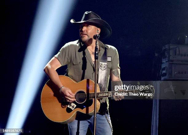 Jason Aldean performs onstage during the 58th Academy Of Country Music Awards at The Ford Center at The Star on May 11, 2023 in Frisco, Texas.