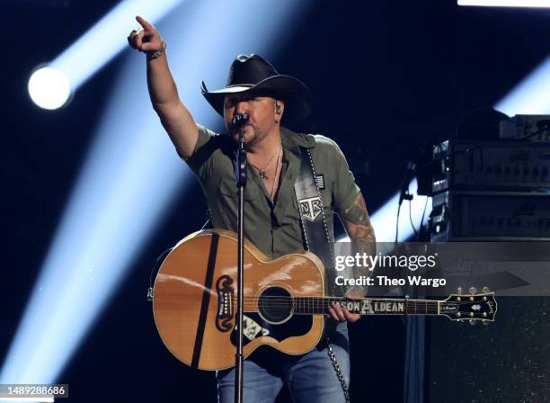 Jason Aldean performs onstage during the 58th Academy Of Country Music Awards at The Ford Center at The Star on May 11, 2023 in Frisco, Texas.