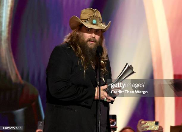 Chris Stapleton accepts the Entertainer of the Year award onstage during the 58th Academy Of Country Music Awards at The Ford Center at The Star on...