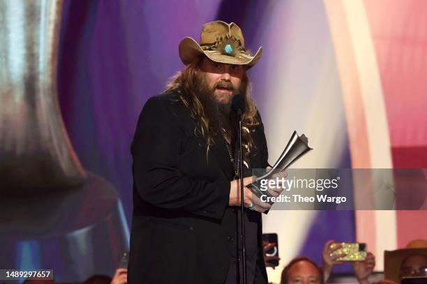 Chris Stapleton accepts the Entertainer of the Year award onstage during the 58th Academy Of Country Music Awards at The Ford Center at The Star on...
