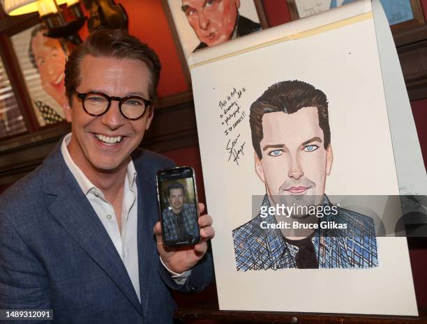 Sean Hayes poses as Broadway's "Goodnight, Oscar" star Sean Hayes gets honored with a Sardi's caricature at Sardi's on May 11, 2023 in New York City.