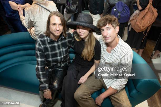 Evan O'Hara, Gigi Burris and David Thielebeule attend the Opening of Todd Merrill Studio At Bergdorf Goodman on May 11, 2023 in New York City.