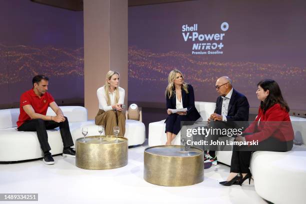 Marc Gene, Lindsey Vonn, Melissa Stark, Reggie Jackson and Dr. Selda Gunsel engage in conversation during Shell's Power Of Performance at Lavan on...