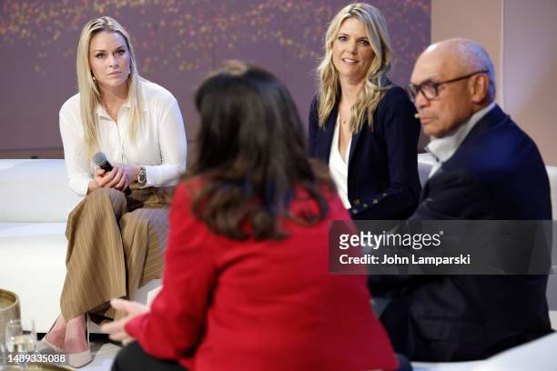 Lindsey Vonn, Melissa Stark, Reggie Jackson and Dr. Selda Gunsel engage in conversation during Shell's Power Of Performance at Lavan on May 11, 2023...