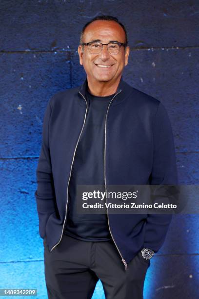 Carlo Conti attends the 68th David Di Donatello Elle magazine welcome cocktail on May 10, 2023 in Rome, Italy.