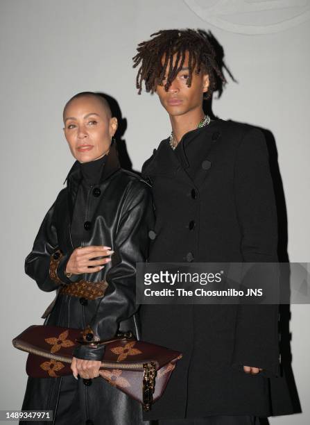 Jada Pinkett Smith and Jaden Smith attend the Louis Vuitton Pre-Fall 2023 Collection Show on the Jamsugyo Bridge at the Hangang River on April 29,...