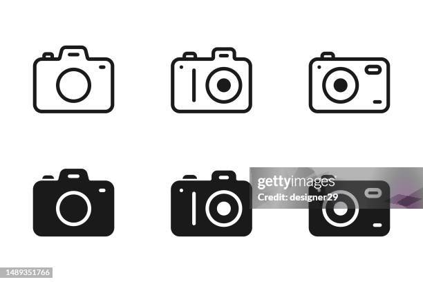 camera icon set vector design on white background. - multiple mobile devices stock illustrations