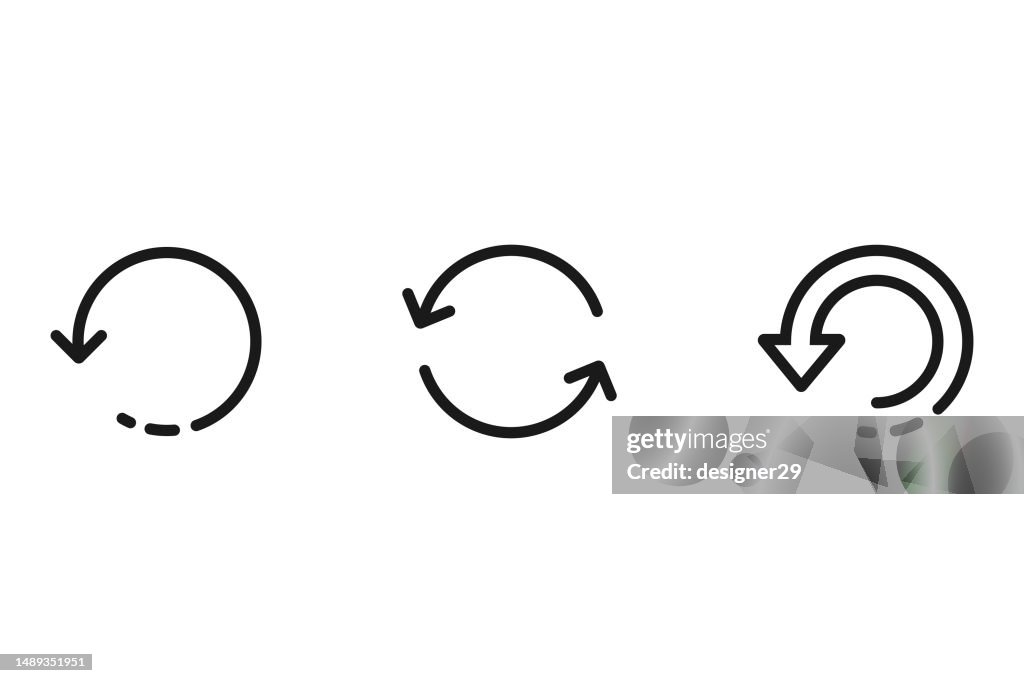 Rotate, Refresh and Update Icon Set Vector Design on White Background.