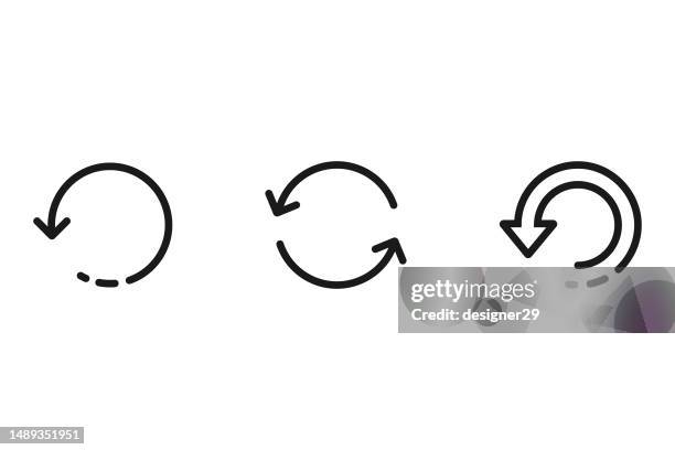 ilustrações de stock, clip art, desenhos animados e ícones de rotate, refresh and update icon set vector design on white background. - atualização de software