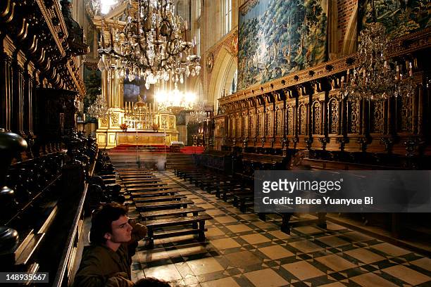 interior of wawel cathedral. - wawel cathedral stock pictures, royalty-free photos & images