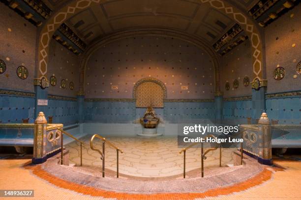 thermal pool at gellert baths. - thermes de gellert photos et images de collection