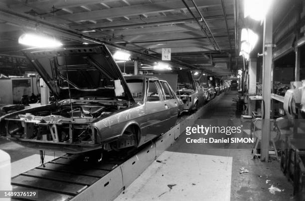 Usine 'Talbot' de Poissy désertée lors d'une grève des ouvriers, le 7 septembre 1982.