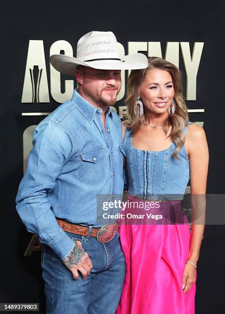 Cody Johnson and Brandi Johnson arrive for the 58th Academy of Country Music awards at The Ford Center at The Star on May 11, 2023 in Frisco, Texas.