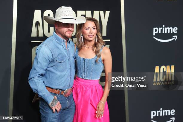 Cody Johnson and Brandi Johnson arrive for the 58th Academy of Country Music awards at The Ford Center at The Star on May 11, 2023 in Frisco, Texas.