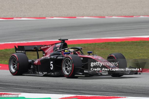 Theo Pourchaire of France and ART Grand Prix drives on track during day three of Formula 2 Testing at Circuit de Barcelona-Catalunya on May 12, 2023...