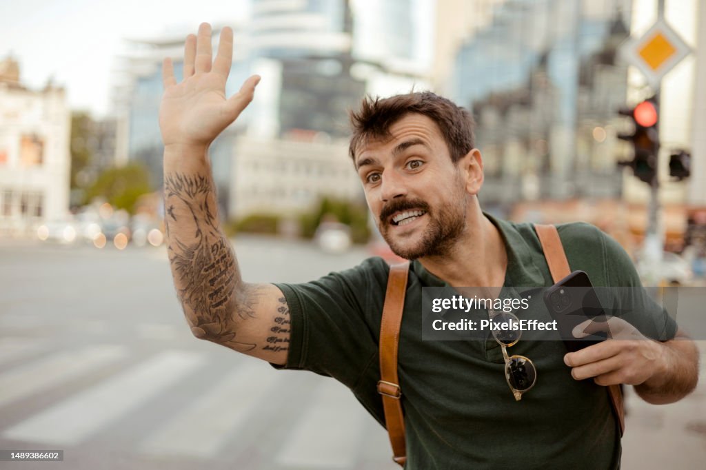 Man Calling Taxi